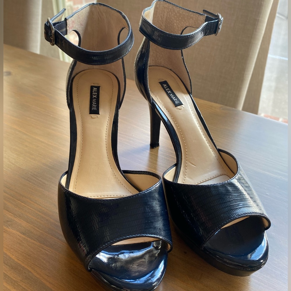 Navy leather heels